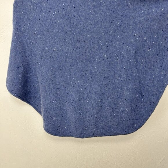 Pure Amici 100% Blue Speckled Poncho Knit Sweater Size M Kangaroo Pocket Stretch - Picture 7 of 8
